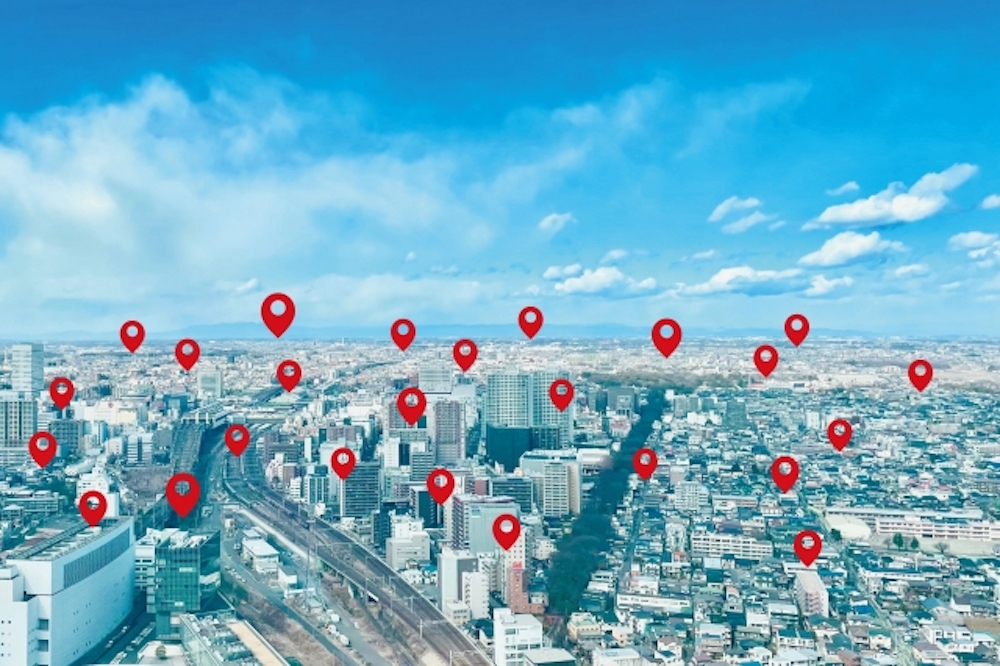 地図上の複数都市を示す写真